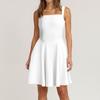 Women's Spring Summer Casual Square Neck Solid Colour Dress  Sleeveless Dresses