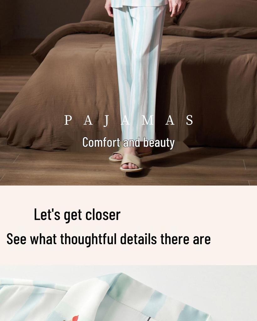 Men's Ice Silk Long Sleeve Pajama Set for Teens & Adults - Spring/Fall Wear, Indoors & Outdoors