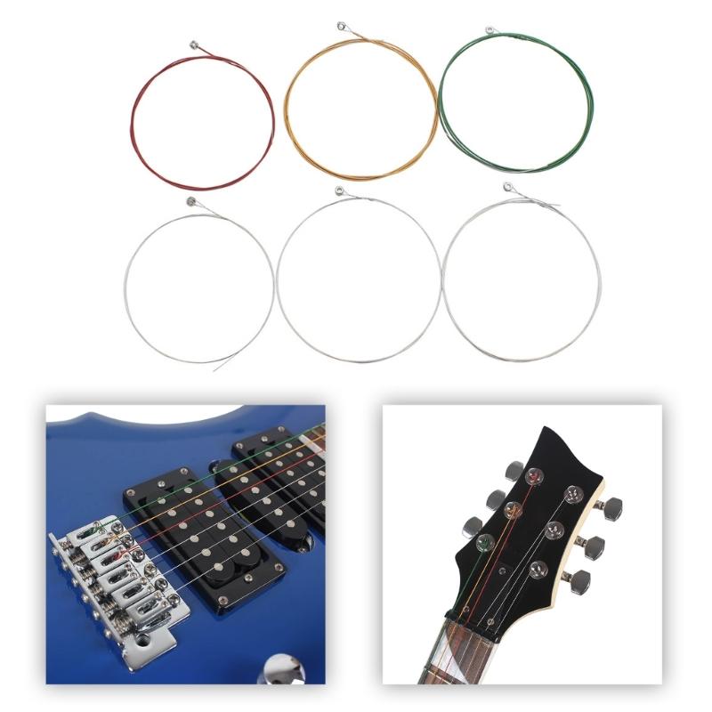 6PCS Professional Electric Guitar Strings Acoustic Guitar Accessories Music Performances Strings Stainless Steel Texture