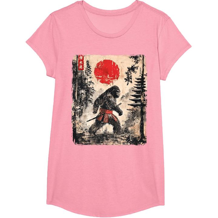 Samurai Bigfoot Japanese Vintage Graphic Ukiyo-e Art Funny T-Shirt