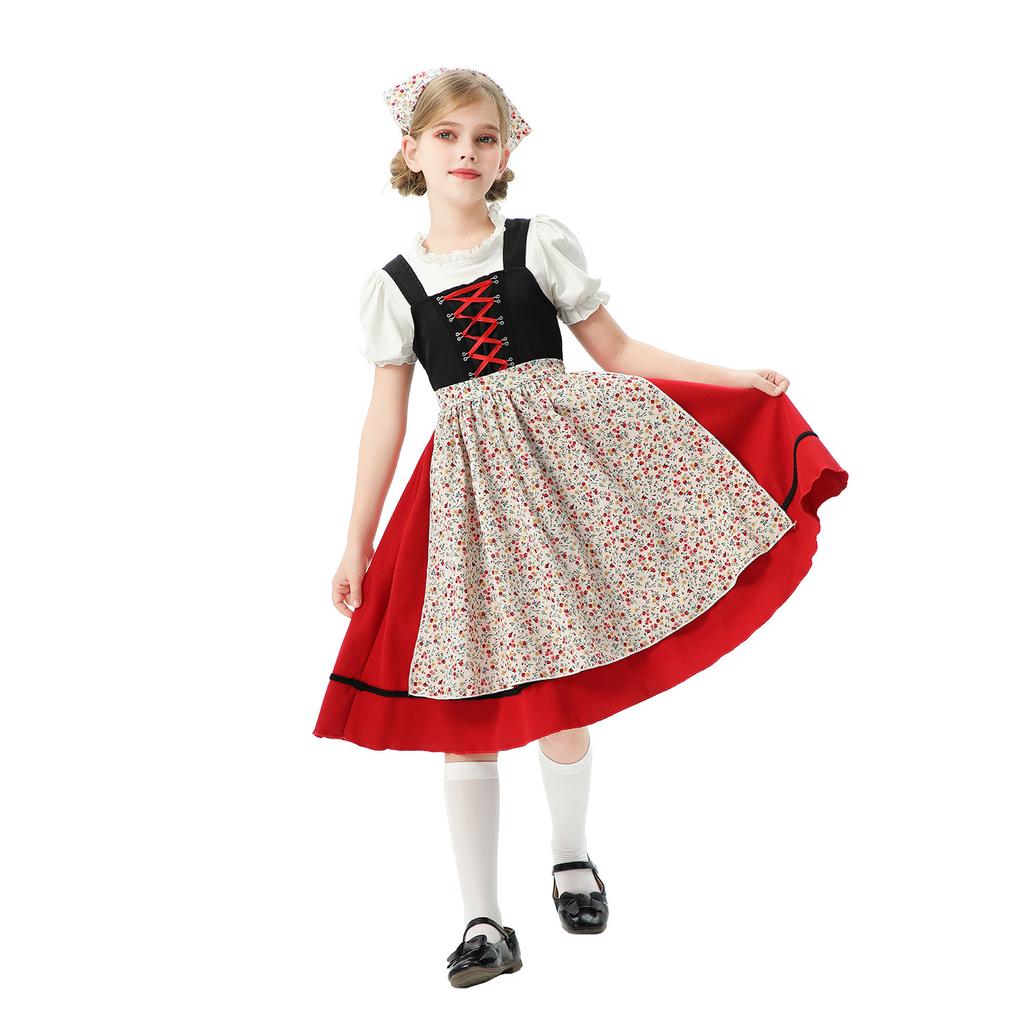 Bavarian children's clothing European idyllic girl farm estate Germany Munich Oktoberfest maid clothing