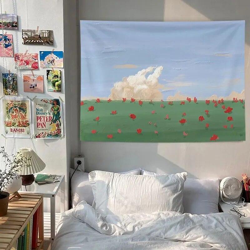 

Бохо Декор Домашний Декор Акварельная Картина Маслом Гобелен Каваи Декор Комнаты 100x75cm