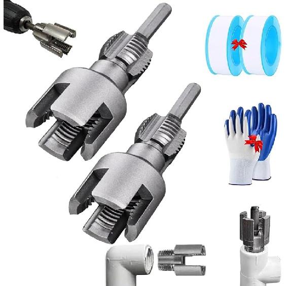 Integrated Internal & External Pipe Threading Tool, Rethreading Tool Kit, 2-in-1 Pipe Thread Cutter, Electric Drill Compatible Pvc Pipe Threader,