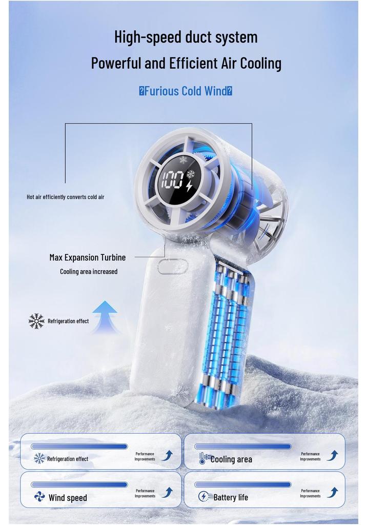 Portable USB High-Speed Turbine Fan - Compact Handheld Semiconductor Cooling Fan for Home Use