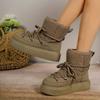 Big Size Thick Bottom Cross Strap Snow Boots 2025 Fall and Winter New Thickened Mid-calf But Not Knee Warm Women's Boots