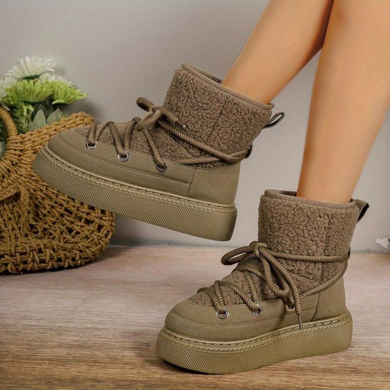 Big Size Thick Bottom Cross Strap Snow Boots 2025 Fall and Winter New Thickened Mid-calf But Not Knee Warm Women's Boots