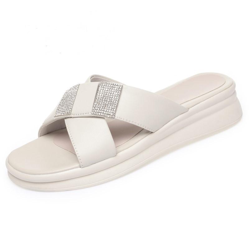 Fashion AIYUQI Women's Slippers Summer 2025 New Genuine Leather Women's Slippers Wedge Large Size 41 42 43 Slippers Ladies