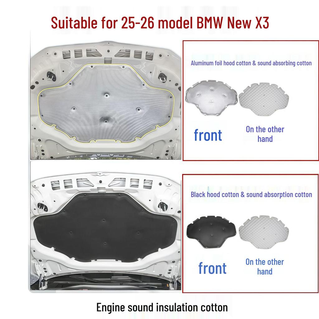 BMW X3 (2025-2026) Engine Sound Insulation Cotton Hood - Heat & Noise Reduction Accessory