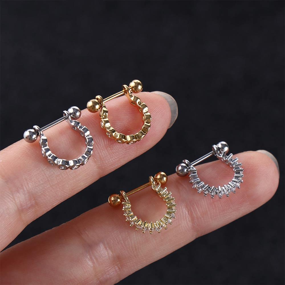 Fashion Bone Women U Type Zircon Lady Dangle Earring Stud Earrings Jewelry Drop Earrings