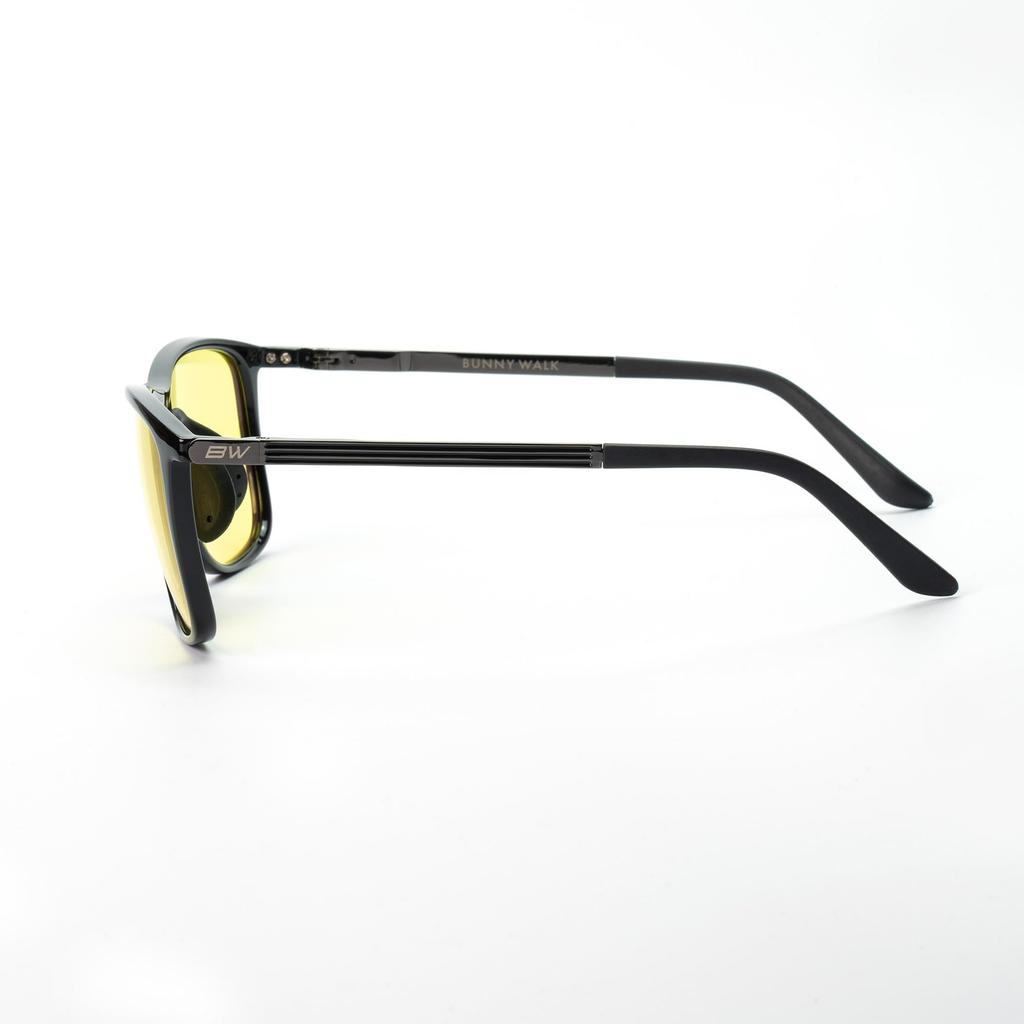 Night Glasses Shiny Black YELLOW Night Driving Night Fishing [Bunnywalk] BW-021 BW-0215Y