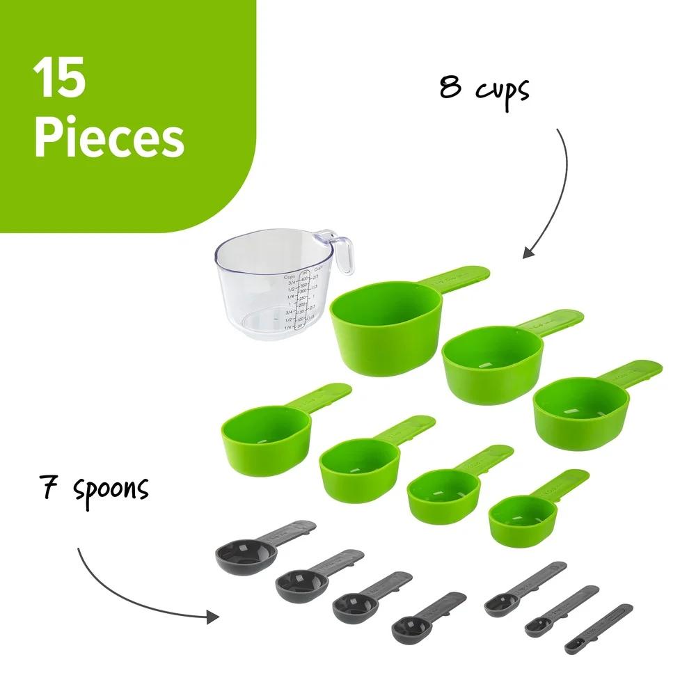 15 Piece Magnetic Measuring Cups Spoons Set Kitchen Tools BPA Free Dishwasher Safe Compact Storage