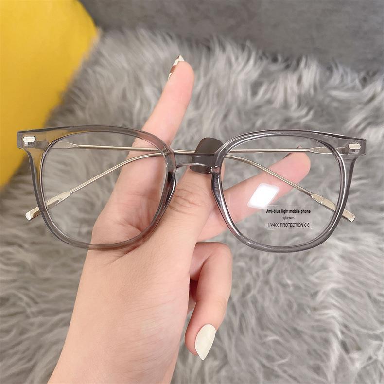 

TR90 Cold Tea Color Myopia-Compatible Women s Fashion Glasses Frame 2022: Korean-Style Trendy Plain Frames