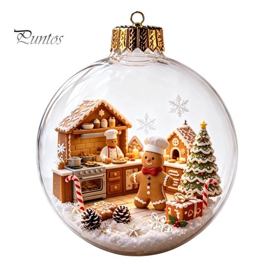 Seasonal Decorative Gifts Light Up Christmas Scene Ball Ornament with Warm LED Glowing Holiday Story for Clear Acrylic Hanging Balls Tree Decor