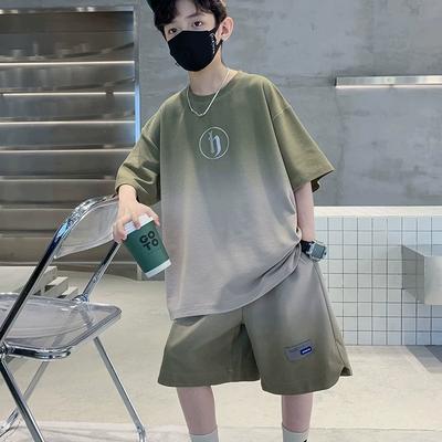 Children's Summer Short-sleeved Suits Boys' Summer Clothes Big Children's Boys' Clothes Gradient Short-sleeved Shorts