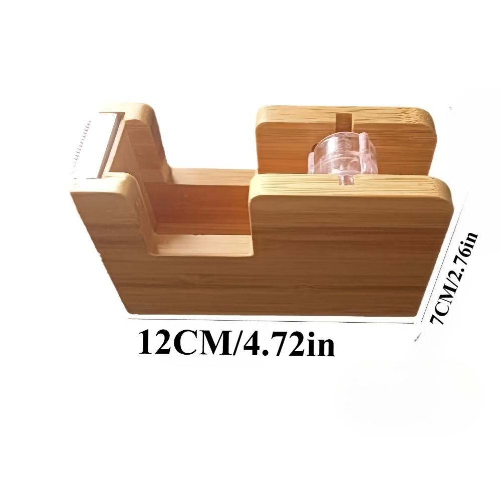 Bamboo Tape Dispenser for Desk Natural Wood Desktop Tape Holder with Non-Slip Base & Tape Cutter for Gift Wrapping Office Home