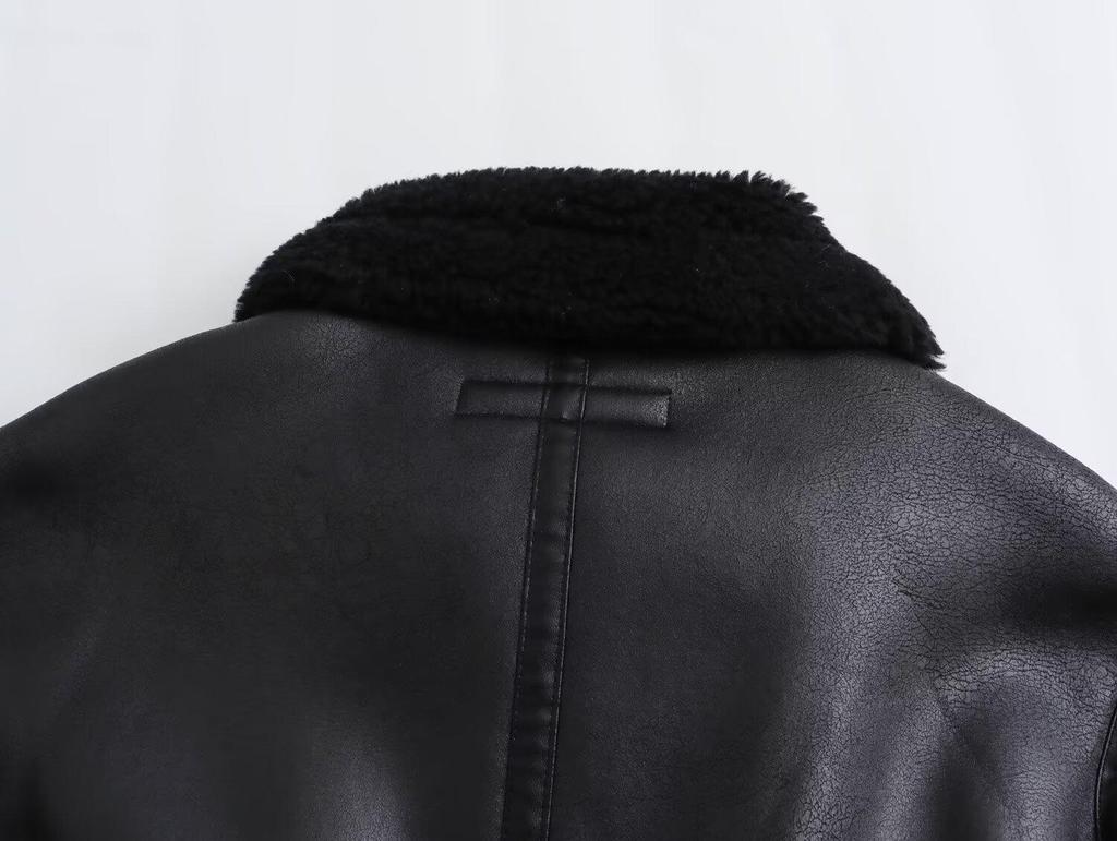 Double-Sided Thick Jacket with Zipper Accent: Turn-Down Collar European & American Women's Fashion