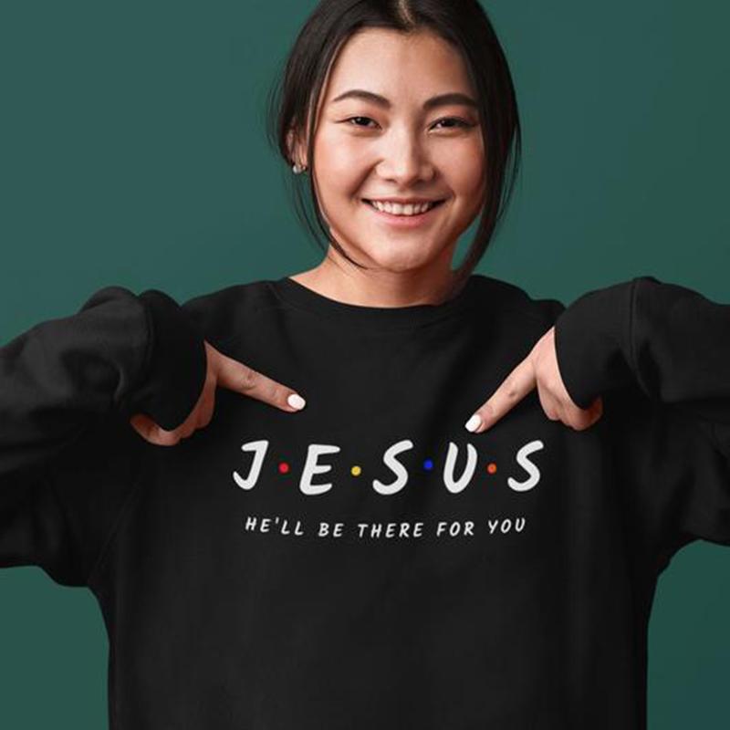 Gesù Lui Sarà Lì per Te Felpa Cristiana Donna Girocollo Pullover Grafici Manica Lunga Vestiti per la Chiesa Pasqua Maglie Bibliche