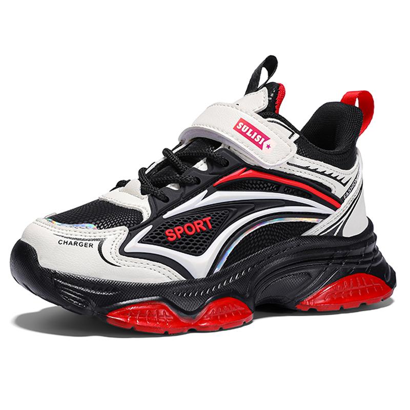 

28-40 Детская обувь больших размеров Простая и модная спортивная обувь для отдыха на открытом воздухе Повседневная обувь Кроссовки для бега Мужская и женская обувь 31 чёрный/красный