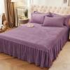 Zimní flanelová skládaná sukně na postel Zesílená teplá sukně na postel v korejském stylu Růžové přehozy protiskluzové prostěradlo na dívčí přikrývku