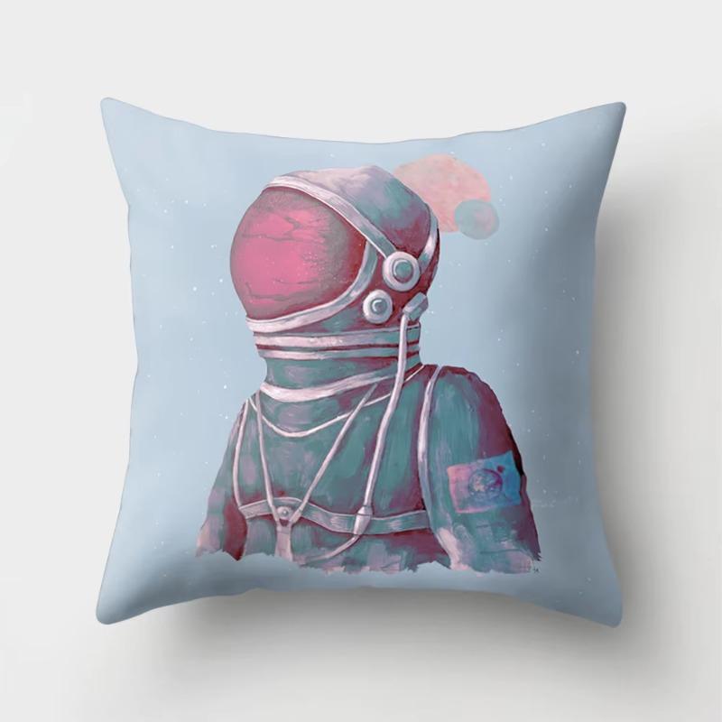 Outer Space Style Polyester Throw Pillow Case Spaceship Astronaut Print Cushion Cover Decorative For Sofa Bed Home Living Room