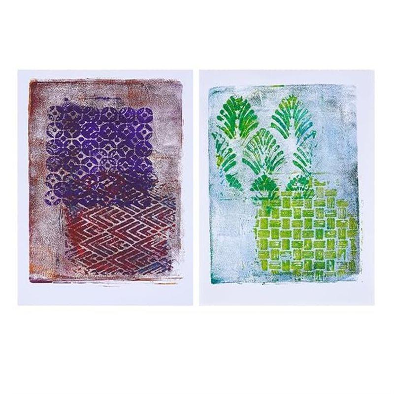 Kit Placă Gel Imprimare Trend 2025 5X7 Inch Placă Gelatină Reutilizabilă, Șabloane și Vopsea Acrilică - Instrument Esențial pentru Materiale de Imprimare