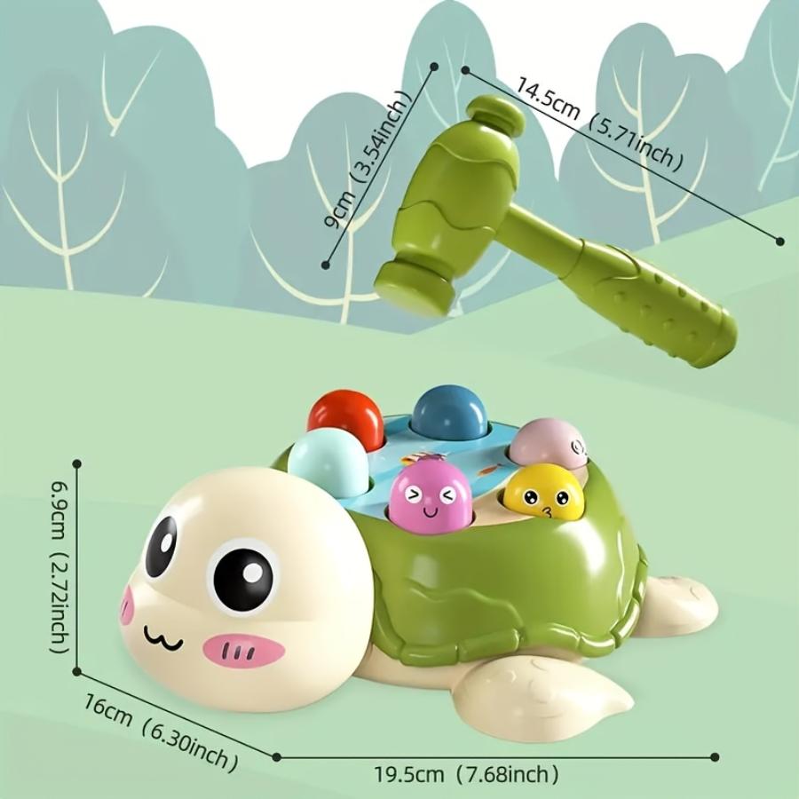 Interactive Turtle Hammer Toy for Toddlers 0-3 Years Educational Colorful Shape Sorting Game Ideal Gift