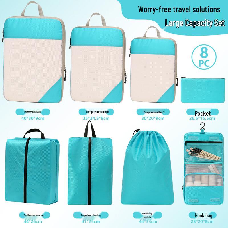 Lishen 8-Piece Waterproof Compression Travel Organizer Set