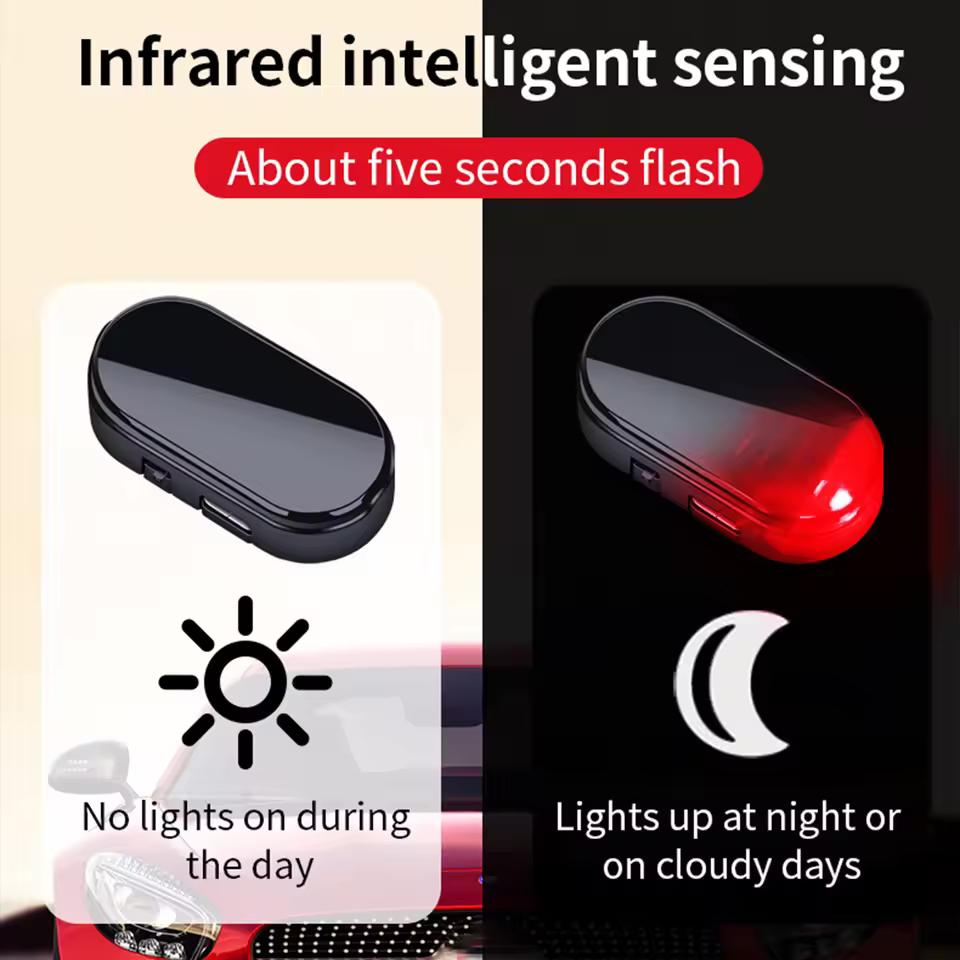 Car Fake Security Light Solar Powered Simulated Dummy Alarm Wireless Warning Anti-Theft Caution Lamp LED Blue/Red Flashing Light