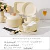 Ensemble de vaisselle en céramique blanche crème HANDUNYOU avec casserole de 2,6 L