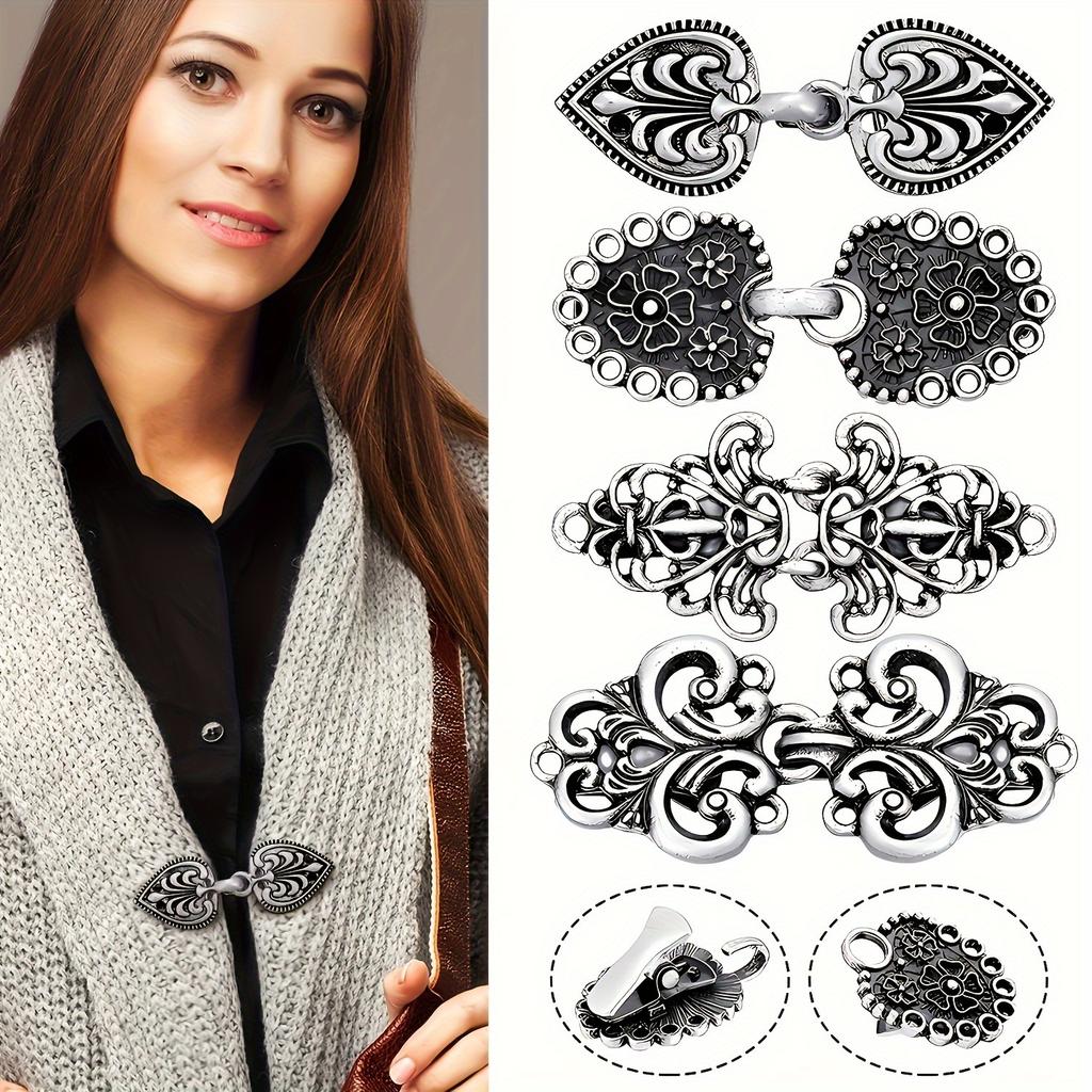 4 Stück Vintage Pullover-Clips mit rutschfestem Griff - Perfekt für Schals, Strickjacken & Hemdkragen Reißverschlüsse zum Nähen Großhandel Pullover-Schal-Clips