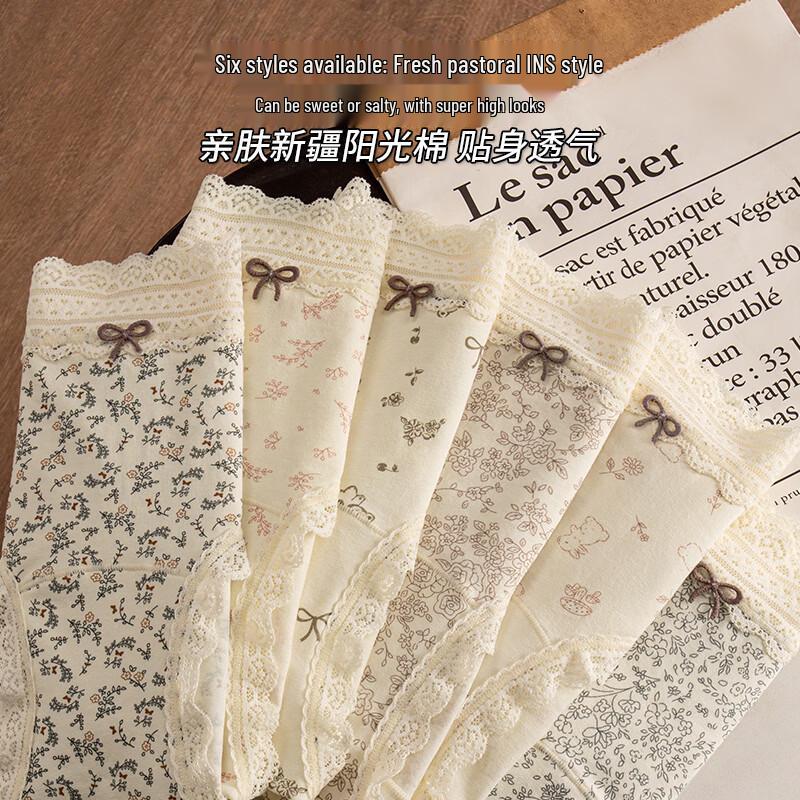 Langsha Women's 100% Cotton Antibacterial Mid-Waist Briefs 3-Pack