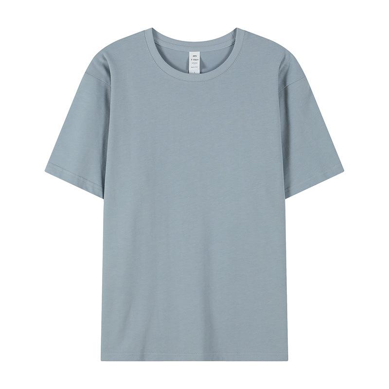 YPRS210g oversize double yarn pure cotton short-sleeved T-shirt for men and women, white heavy loose trendy bottoming shirt