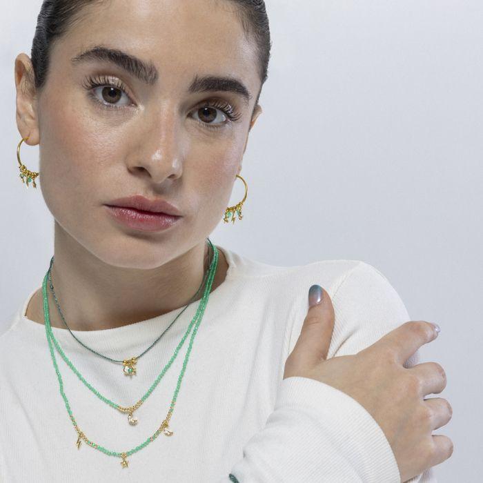 Collier Luxenter en argent 925 et cristal vert avec finition en or jaune 18k - Luna