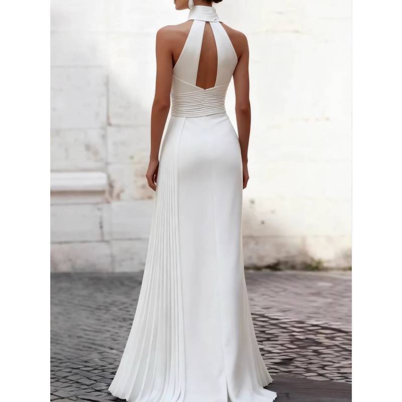 Elegantes Vintage-Kleid für Damen mit Rüschenfalten für Hochzeitsfeiern