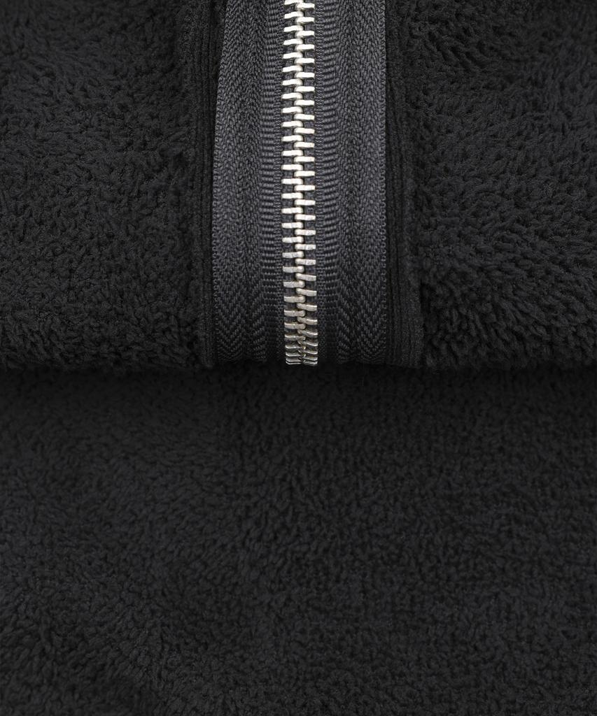 Easy No Easy Ribbed Knit Fur Zip-Up Hoodie - Black