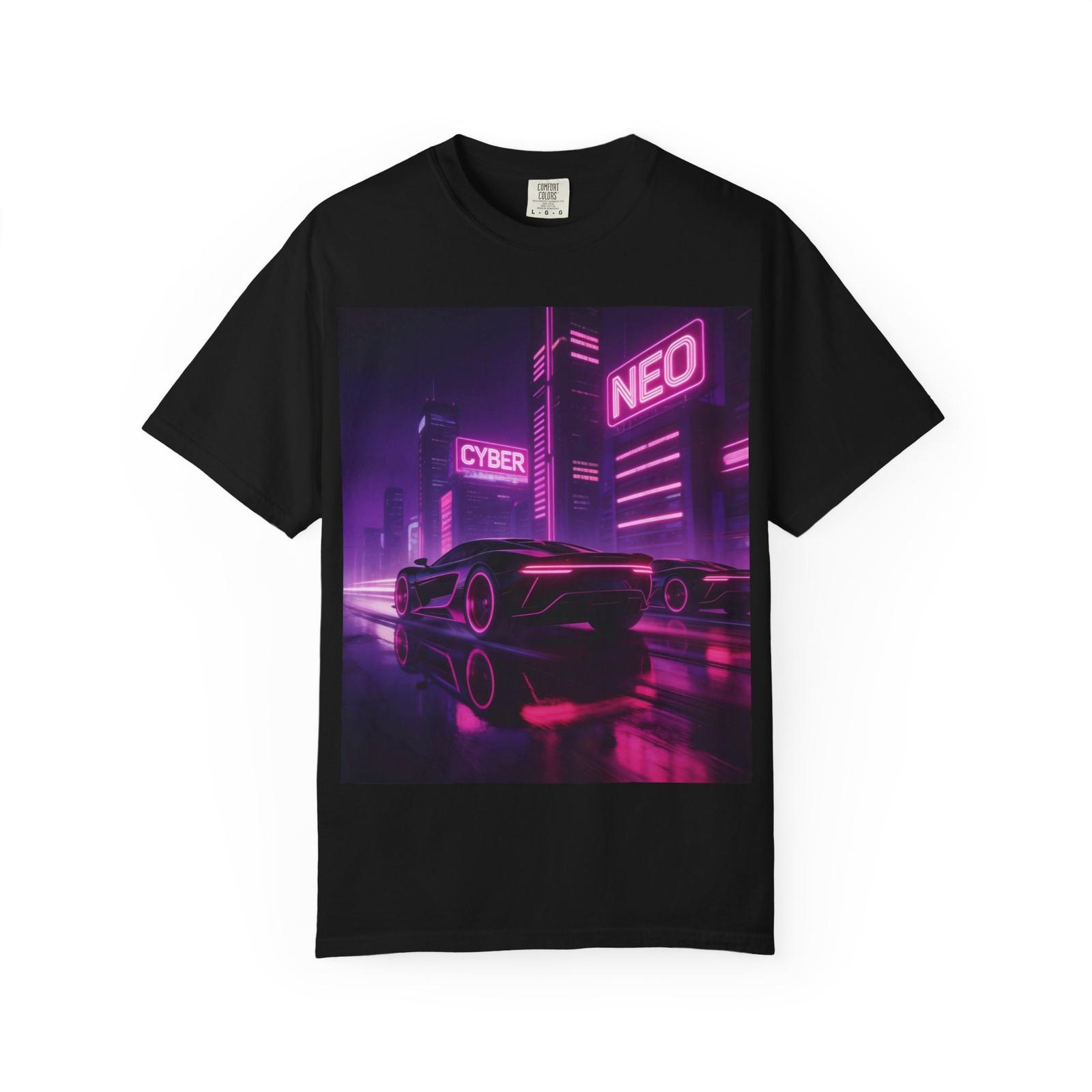 Cyber Neon Racer T-Shirt — Retro Futuristic  NEO  Graphic Tee 4XL