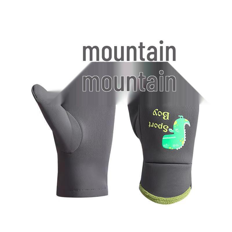 Kids' Waterproof Winter Gloves - Luminous Cartoon Dinosaur Design for Outdoor Sports & Snow Play