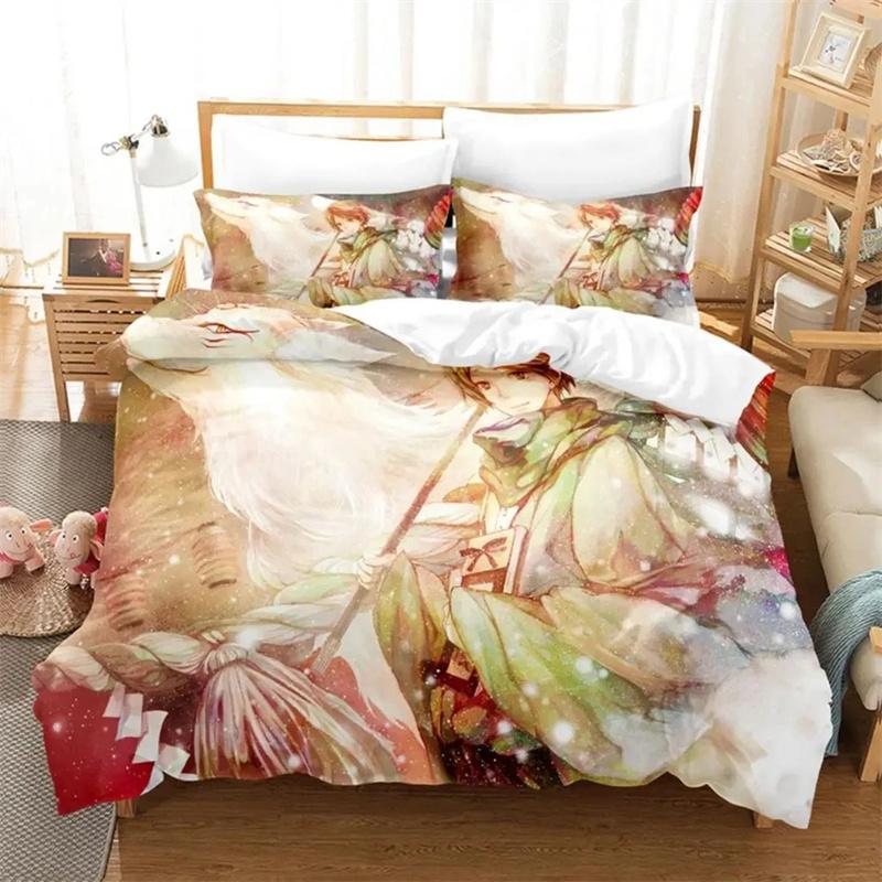 Anime Natsume Book of Friends Nyanko Bedding Set,Girls Boys Adult Single Twin Queen Size,Duvet Cover Pillowcase Bedding