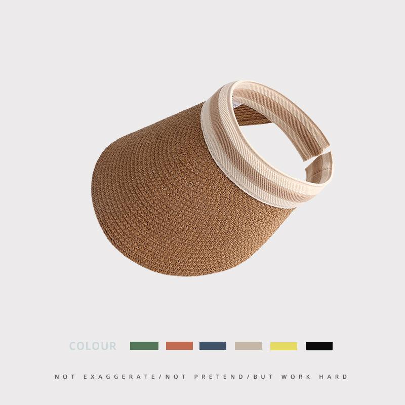 Summer Outdoor Empty Top Hat Solid Color Sun Hat Straw Beach Sun Hat Men