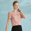 Lined Collar Short Sleeve Comfortable Shirt for Women