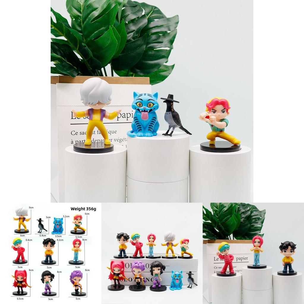 Q Version Kpop Demon Hunters Pvc Model Ornament For Demon Slayer Fans With Cartoon Style