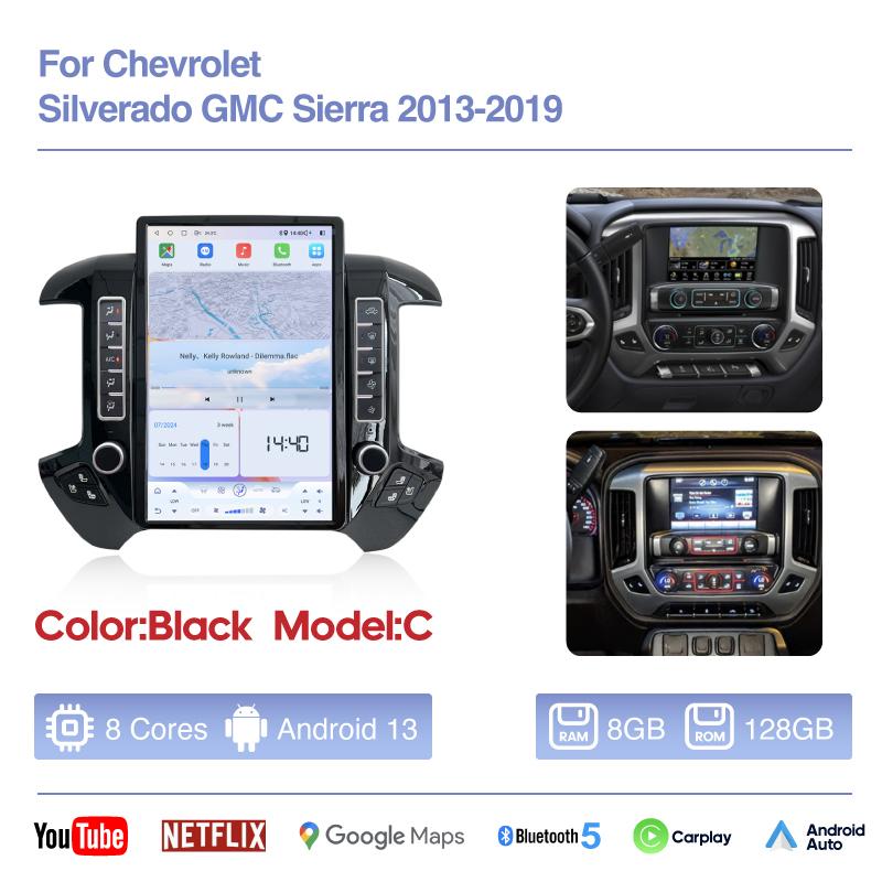 NEW 14.4inch Car MultimediaVideoPlayer For Chevrolet Silverado GMC Sierra 2013-2019 Android13 GPS Navigation Carplay 4G Wifi 360