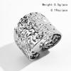Punk Hammer Patterned Wide Edged Adjustable Opening Rings for Women Gold Color Stainless Steel Rings Party Jewelry Gifts