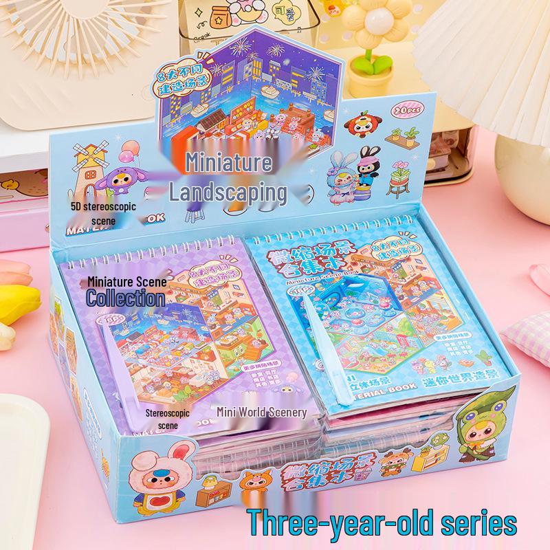 3D Миниатюрная Книга с Наклейками Пейзаж Капибары: Сделай сам Наклейки для многослойного декора SZ/358