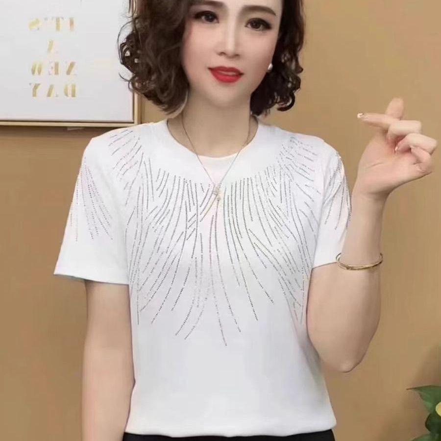 Women's Slimming Bright Silk Short Sleeve T-Shirt – Versatile, High Elastic, Round Neck Summer Top