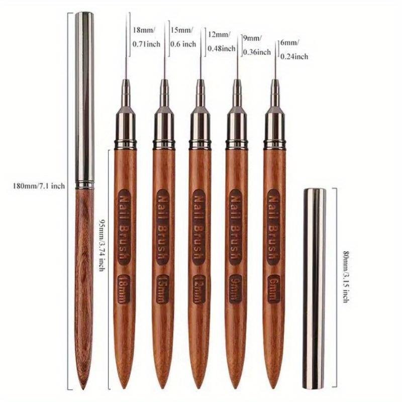 5 Stück/Set Runde Holzgriff Kunstliner DIY Malpinsel Linien zeichnen Streifen Blumenmalstift Nagelliner Pinsel Set mit 5 Größen