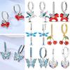 925 Sterling Silver Pendant Earrings for Women Wedding Jewelry Gift Sweet Cherry Butterfly Dragonfly Pony Drop Earrings Eardrop
