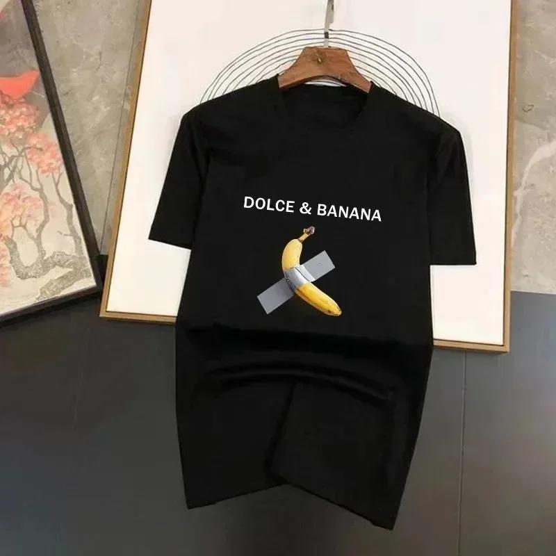 Funny Dolce Banana Print Mens T Shirt Cotton Casual Tops Tee Short Sleeve Summer Men Clothing Couple Tshirt for Women 2024