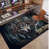 Wolf Theme Soft Crystal Velvet Rug Custom Name & Text Print Non Slip Floor Rug for Bedroom Living Room