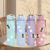 1PC Bee Honeycomb Repeat Pattern 750ml Color Plastic Sports Water Bottle Leakproof Flip Straw Lid Suitable for Sports Office Home Use
